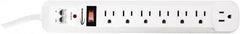 innovera - 7 Outlets, 120 Volts, 15 Amps, 6' Cord, Surge Power Outlet Strip - Floor Mount, 5-15R NEMA Configuration - Exact Tooling