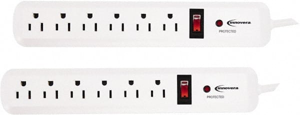 innovera - 6 Outlets, 120 Volts, 15 Amps, 4' Cord, Surge Power Outlet Strip - Floor Mount, 5-15R NEMA Configuration - Exact Tooling