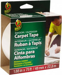 Duck - 1.88" x 25 Yd Rubber Adhesive Double Sided Tape - 6 mil Thick, White, Rubber Liner, Series DUC442062 - Exact Tooling