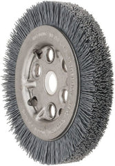 Weiler - 4-1/4" OD, 5/8" Arbor Hole, Crimped Nylon Wheel Brush - 3/4" Face Width, 5/8" Trim Length, 0.022" Filament Diam, 6,000 RPM - Exact Tooling