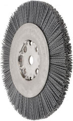Weiler - 8" OD, 5/8" Arbor Hole, Crimped Nylon Wheel Brush - 7/8" Face Width, 1-1/2" Trim Length, 0.035" Filament Diam, 4,500 RPM - Exact Tooling