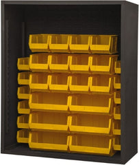 Durham - 30 Bin Enclosed Shelving - 48 Inch Overall Width x 24 Inch Overall Depth x 48 Inch Overall Height, Yellow Polyethylene Bins - Exact Tooling