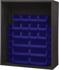 Durham - 30 Bin Enclosed Shelving - 48 Inch Overall Width x 24 Inch Overall Depth x 48 Inch Overall Height, Blue Polyethylene Bins - Exact Tooling