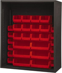 Durham - 30 Bin Enclosed Shelving - 48 Inch Overall Width x 24 Inch Overall Depth x 48 Inch Overall Height, Red Polyethylene Bins - Exact Tooling