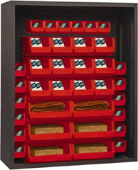 Durham - 42 Bin Enclosed Shelving - 48 Inch Overall Width x 18 Inch Overall Depth x 72 Inch Overall Height, Red Polyethylene Bins - Exact Tooling