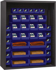 Durham - 42 Bin Enclosed Shelving - 48 Inch Overall Width x 18 Inch Overall Depth x 72 Inch Overall Height, Blue Polyethylene Bins - Exact Tooling