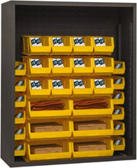 Durham - 30 Bin Enclosed Shelving - 48 Inch Overall Width x 18 Inch Overall Depth x 60 Inch Overall Height, Yellow Polyethylene Bins - Exact Tooling
