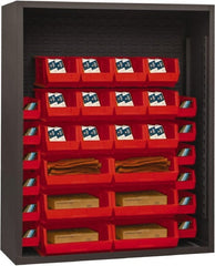 Durham - 30 Bin Enclosed Shelving - 48 Inch Overall Width x 18 Inch Overall Depth x 60 Inch Overall Height, Red Polyethylene Bins - Exact Tooling