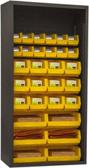 Durham - 30 Bin Enclosed Shelving - 36 Inch Overall Width x 18 Inch Overall Depth x 72 Inch Overall Height, Yellow Polyethylene Bins - Exact Tooling