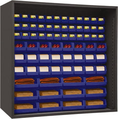 Durham - 72 Bin Enclosed Shelving - 72 Inch Overall Width x 24 Inch Overall Depth x 72 Inch Overall Height, Blue Polyethylene Bins - Exact Tooling