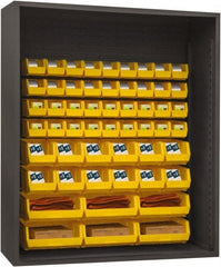 Durham - 54 Bin Enclosed Shelving - 60 Inch Overall Width x 24 Inch Overall Depth x 60 Inch Overall Height, Yellow Polyethylene Bins - Exact Tooling