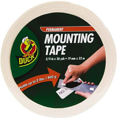 Duck - 3/4" x 36 Yd Acrylic Adhesive Double Sided Tape - 2.6 mil Thick, White, Vinyl Foam Liner, Series DUC - Exact Tooling
