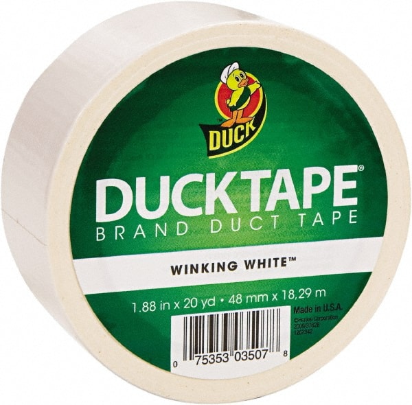Duck - 1-7/8" x 20 Yds White Duct Tape - 9 mil, Rubber Adhesive, Vinyl Backing, 22 Lb/ln Tensile Strength, Series DUC - Exact Tooling