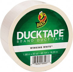 Duck - 1-7/8" x 20 Yds White Duct Tape - 9 mil, Rubber Adhesive, Vinyl Backing, 22 Lb/ln Tensile Strength, Series DUC - Exact Tooling