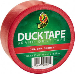 Duck - 1-7/8" x 20 Yds Red Duct Tape - 9 mil, Rubber Adhesive, Vinyl Backing, 22 Lb/ln Tensile Strength, Series DUC - Exact Tooling