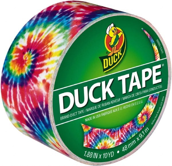 Duck - 1-7/8" x 10 Yds Tie Dye Duct Tape - 9 mil, Rubber Adhesive, Vinyl Backing, 22 Lb/ln Tensile Strength, Series DUC - Exact Tooling