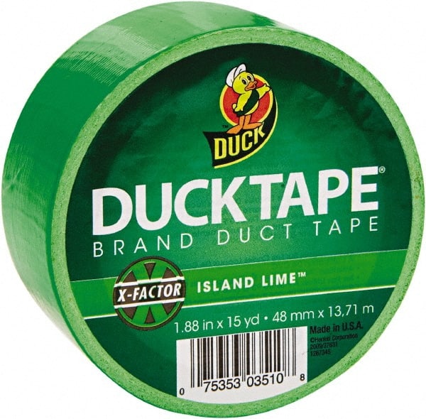 Duck - 1-7/8" x 15 Yds Green Duct Tape - 9 mil, Rubber Adhesive, Vinyl Backing, 22 Lb/ln Tensile Strength, Series DUC - Exact Tooling