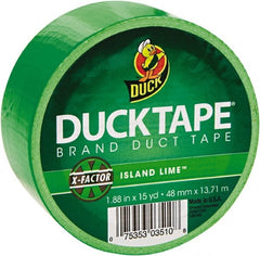 Duck - 1-7/8" x 15 Yds Green Duct Tape - 9 mil, Rubber Adhesive, Vinyl Backing, 22 Lb/ln Tensile Strength, Series DUC - Exact Tooling