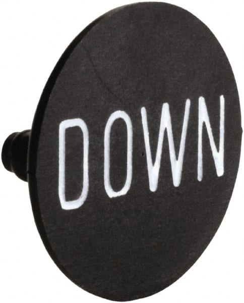 Square D - Legend Plate - Down - 30mm Hole Diameter, 2.2 Inch Wide x 0.1 Inch High x 30mm Overall Diameter - Exact Tooling