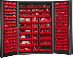 Durham - 176 Bin Storage Cabinet - Steel, 48" Wide x 24" Deep x 72" High, Red - Exact Tooling