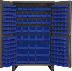 Durham - 171 Bin Storage Cabinet - Steel, 48" Wide x 24" Deep x 78" High, Blue - Exact Tooling