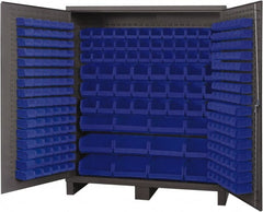 Durham - 264 Bin Storage Cabinet - Steel, 72" Wide x 24" Deep x 84" High, Blue - Exact Tooling