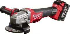 Milwaukee Tool - 4-1/2" Wheel Diam, 8,500 RPM, Cordless Angle & Disc Grinder - 18 Volts - Exact Tooling