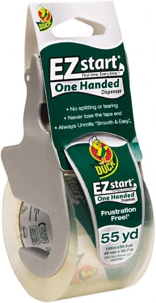 Duck - 1-7/8" x 55.5 Yd Clear Acrylic Adhesive Packaging Tape - Polypropylene Film Backing, 2.6 mil Thick, 31 Lb Tensile Strength, Series DUC - Exact Tooling