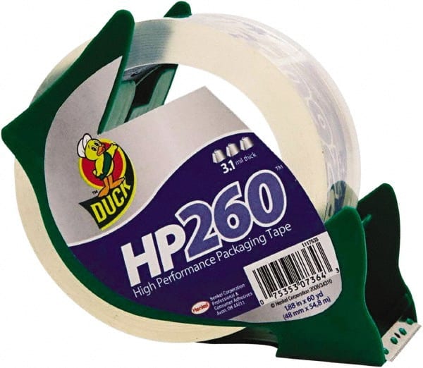 Duck - 1-7/8" x 60 Yd Clear Acrylic Adhesive Packaging Tape - Polypropylene Film Backing, 3.1 mil Thick, 35 Lb Tensile Strength, Series DUC - Exact Tooling