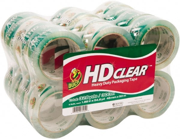 Duck - 1-7/8" x 55 Yd Clear Acrylic Adhesive Packaging Tape - Polypropylene Film Backing, 2.6 mil Thick, 31 Lb Tensile Strength, Series DUC - Exact Tooling
