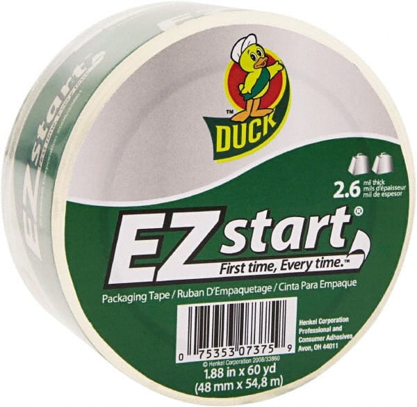 Duck - 1-7/8" x 60 Yd Clear Acrylic Adhesive Packaging Tape - Polypropylene Film Backing, 2.6 mil Thick, 31 Lb Tensile Strength, Series DUC - Exact Tooling