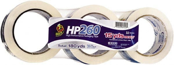 Duck - 1-7/8" x 60 Yd Clear Acrylic Adhesive Packaging Tape - Polypropylene Film Backing, 3.1 mil Thick, 35 Lb Tensile Strength, Series DUC - Exact Tooling