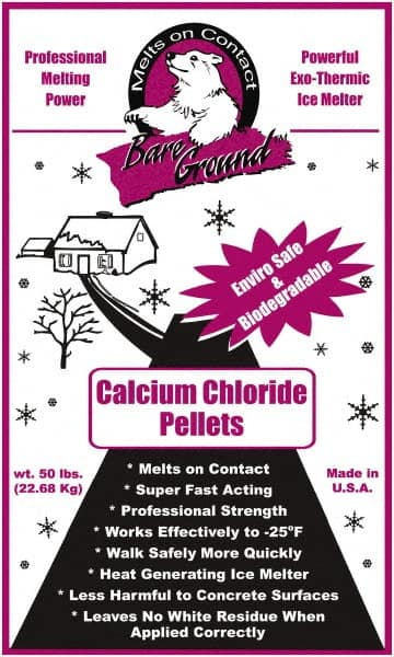 Bare Ground Solutions - 50 Lb Bag Calcium Chloride Pellets - Effective to -20°F - Exact Tooling