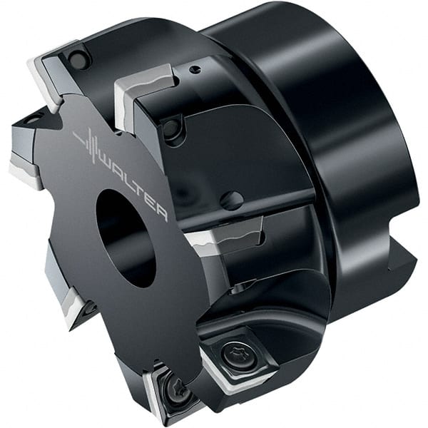 Walter - 8 Inserts, 80.01mm Cut Diam, 27mm Arbor Diam, 8.41mm Max Depth of Cut, Indexable Square-Shoulder Face Mill - 90° Lead Angle, 50.01mm High, SD.W09T3.. Insert Compatibility, Through Coolant, Series M4132 - Exact Tooling