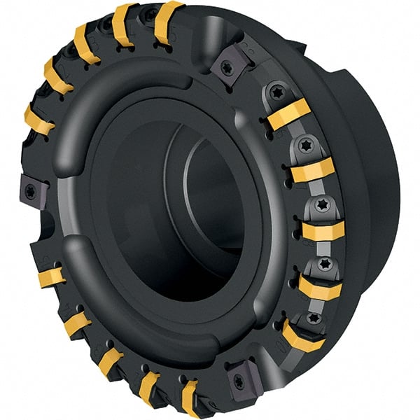 Walter - 21 Inserts, 159.99mm Cut Diam, 40.01mm Arbor Diam, 8.41mm Max Depth of Cut, Indexable Square-Shoulder Face Mill - 90° Lead Angle, 62.99mm High, OHNF050408. Insert Compatibility, Through Coolant, Series M2025 - Exact Tooling