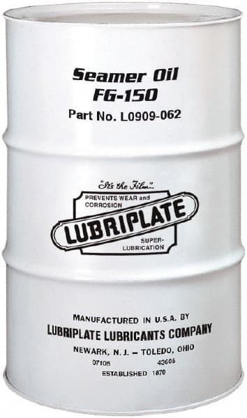 Lubriplate - 55 Gal Drum Mineral Seamer Oil - SAE 40, ISO 150, 109 cSt at 40°C & 12 cSt at 100°C, Food Grade - Exact Tooling