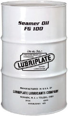 Lubriplate - 55 Gal Drum Mineral Seamer Oil - SAE 30, ISO 100, 109 cSt at 40°C & 12 cSt at 100°C, Food Grade - Exact Tooling