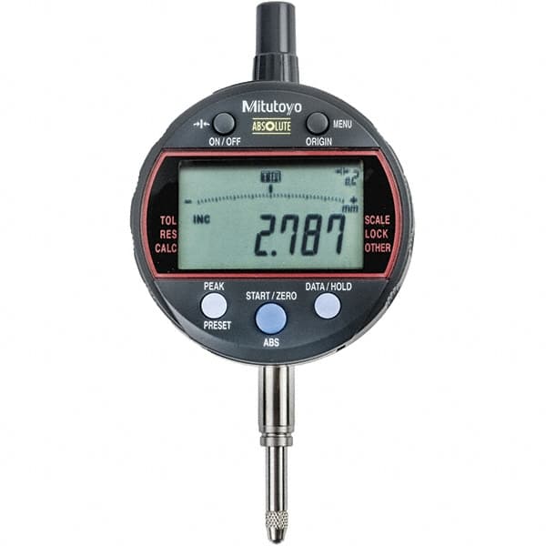 Mitutoyo - 0 to 1/2" Range, 0.001mm Graduation, Electronic Drop Indicator - Flat Back, Accurate to 0.002mm, Inch & Metric System, LCD Display - Exact Tooling