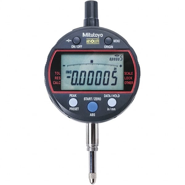 Mitutoyo - 0 to 1/2" Range, 0.001mm Graduation, Electronic Drop Indicator - Flat Back, Accurate to 0.0001", Inch & Metric System, LCD Display - Exact Tooling
