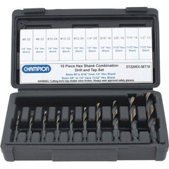 Value Collection - #6-32 to 1/2-13 UNC, High Speed Steel Combination Drill and Tap Set - 10 Piece Set - Exact Tooling