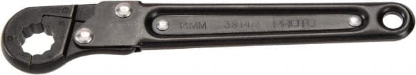 Proto - 15mm, Black Finish, Ratcheting Flare Nut Wrench - 12 Points, 7-1/4" OAL, Steel, Single End Head - Exact Tooling