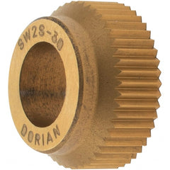 Dorian Tool - 1/2" Diam, 90° Tooth Angle, 30 TPI, Standard (Shape), Cut Type High Speed Steel Straight Knurl Wheel - 5/32" Face Width, 1/4" Hole, Circular Pitch, TiN Finish, Series SW2 - Exact Tooling