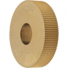 Dorian Tool - 1" Diam, 90° Tooth Angle, 30 TPI, Standard (Shape), Cut Type High Speed Steel Straight Knurl Wheel - 5.99mm Face Width, 5/16" Hole, Circular Pitch, TiN Finish, Series M - Exact Tooling