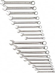 Proto - 18 Piece, 1/4" to 3/4" (mm), 12 Point Combination Wrench Set - Inch/Metric Measurement Standard, Satin Finish - Exact Tooling
