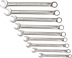 Proto - 9 Piece, 10mm to 18mm, 12 Point Combination Wrench Set - Metric Measurement Standard, Full Polish Chrome Finish, Comes in Tool Roll - Exact Tooling