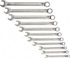 Proto - 11 Piece, 7mm to 19mm, 12 Point Combination Wrench Set - Metric Measurement Standard, Full Polish Chrome Finish, Comes in Tool Roll - Exact Tooling