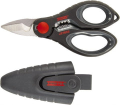 Proto - 2-3/4" LOC, 6-7/64" OAL Stainless Steel Straight Electrician's Scissors - Ambidextrous, Plastic Straight Handle, For Electrical - Exact Tooling