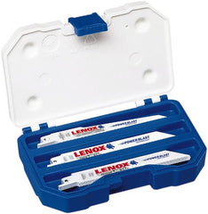 Lenox - 15 Piece, 6" Long x 0.04" to 0.05" Thick, Bi-Metal Reciprocating Saw Blade Set - Straight Profile, 6 to 18 Teeth per Inch, Toothed Edge - Exact Tooling