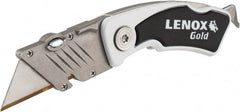 Lenox - Fixed Folding Utility Knife - White Metal Handle, 1 Blade Included - Exact Tooling