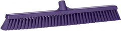 Vikan - 24" Fine Particle Synthetic Push Broom - 2" Bristle Length, Plastic Block, European Threaded Handle Connection - Exact Tooling